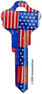 Kwikset Titan Lock Color Key Blank KW10   USA Flag 1  