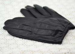 Mans short simple style real soft leather gloves*black  