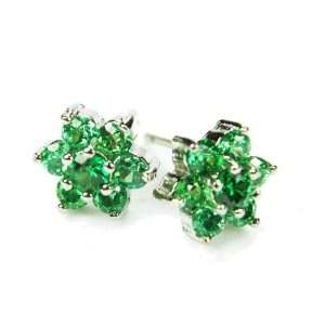  CZ Clump Earrings, Emerald Colored CZs, Post Jewelry