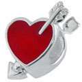 Sterling Silver Red Heart and Arrow European Bead Charm for Bracelet 