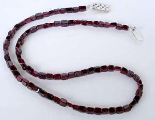129cts SPARKLING MOZAMBIQUE RED GARNET BEAT BOX BEADS SILVER NECKLACE 