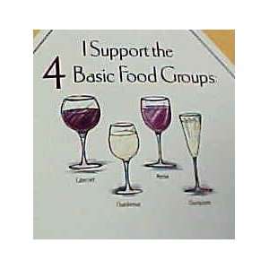   funny apron 4 basic food groups wine 