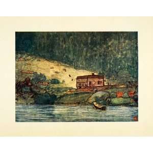  1905 Print Nico Jungmann Art Coastal Riverside Farm House 