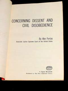 1968 CONCERNING DISSENT CIVIL DISOBEDIENCE ABE FORTAS ANTI VIETNAM WAR 