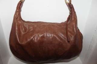 SIGRID OLSEN Cognac Whiskey Brown Distressed Leather Hobo/Shoulder Bag 