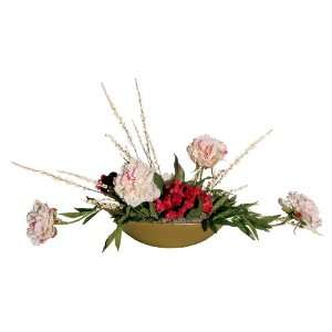   Premium Peony and Cockscomb in White and Pink Green