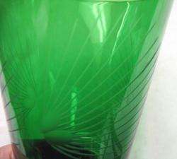 bohemian goblet green cut art glass vase & opaline stem  