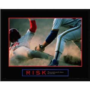  Baseball Player Sliding Risk Framed Motivational Poster 
