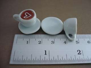 Cups of Cappuccino Heart Coffee Dollhouse Miniatures Food Supply 