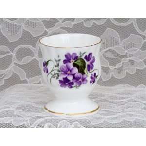    Heirloom Fine English Bone China Violets Egg Cup