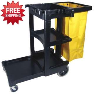 Rubbermaid   617388BLA   Cleaning Cart with Zippered Yellow Vinyl Bag 
