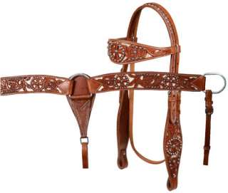   Show Headstall/bridle breastplate rein Showman leather Tack set  