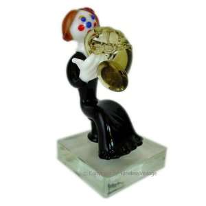    Art Glass French Horn Player Musician Figurine