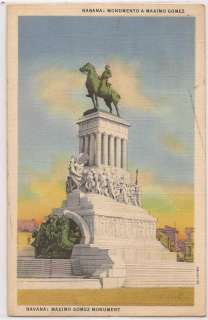 Cuba Postcard Havana Maximo Gomez Monument Linen Unused  