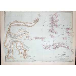  1872 Map Celebes Molucca Islands Gilolo Ceram Bouro
