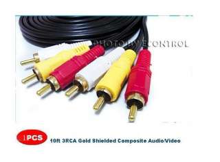 EC】1pcsX10ft 3m 3RCA Gold Shielded Composite Audio/Video Cable 