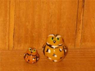 Russian tiny owl nesting STACKING doll 5 miniature hand painted Artist 