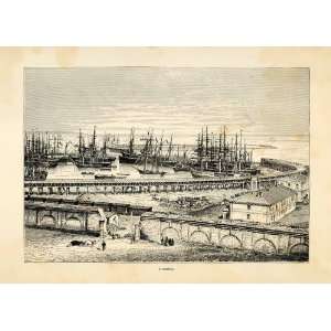  1882 Wood Engraving Art Odessa Oblast Ukraine Seaport 