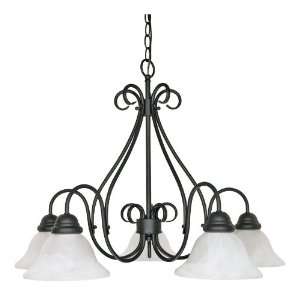  Nuvo 60/381 5 Light Chandelier with Alabaster Glass