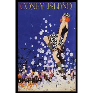 CONEY ISLAND VACATION TRAVEL TOURISM SMALL VINTAGE POSTER 