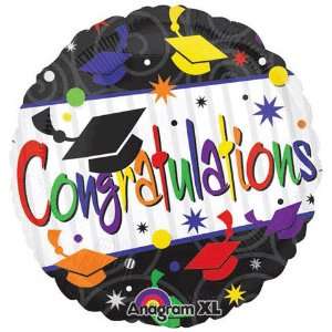  Congratulations Graduation Caps Swirl 18 Balloon Mylar 
