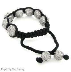 XXL MENS 17mm LAB DIAMONDS PLATINUM SHAMBALLA BRACELET  