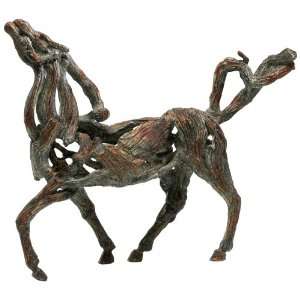 Expressionistic Wood Look Wild Mustang Sculpture