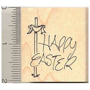  Happy Easter Rubber Stamp   Wood Mounted Arts, Crafts 