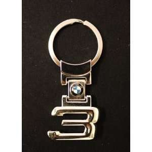  Silver Finish BMW Number 3 Key Chain Ring
