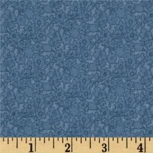  44 Wide Tudor Lane Calico Flowers Blue Fabric By The 