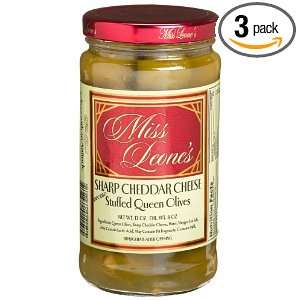 Miss Leones Cheddar Cheese Stuffed Queen Olives, 12 Ounce Glass Jars 