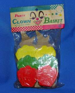 VTG 1950 SET 6 MIP CLOWN PLACE CARDS CANDY CONTAINERS  