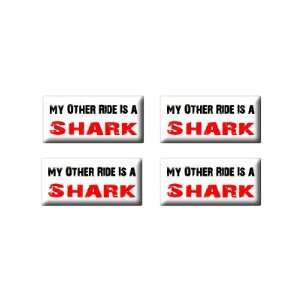   Ride Vehicle Car Is A Shark   3D Domed Set of 4 Stickers Automotive