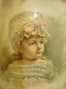 VICTORIAN FRAMED PRINT OF GIRL 1800s  