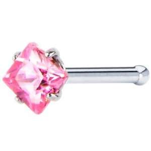  18 Gauge Pink Diamond Shape CZ Nose Bone Jewelry