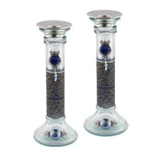  Shabbat Blue Decoupage Candle Holders 
