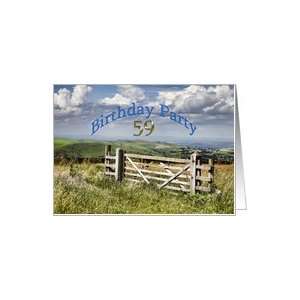   Party Invitation card showing farm gate and the countryside Card