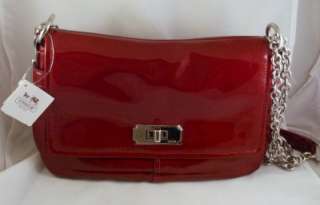   Wine Patent Leather Flap Bag Purse Convertible Straps NWT 17854  