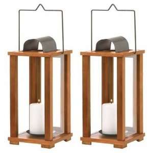    Lot of 2 Classic Wood Candle Holder Lanterns NEW