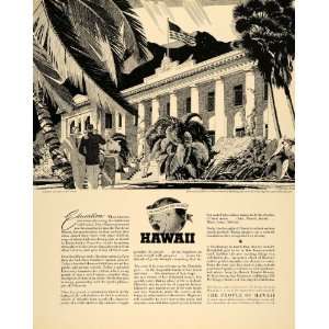  1936 Ad University Hawaii Tourists Bureau Vacation Maui 