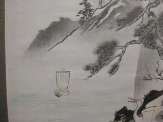 vtg Asian Oriental Landscape Ink/Paper Hanging Scrolls  