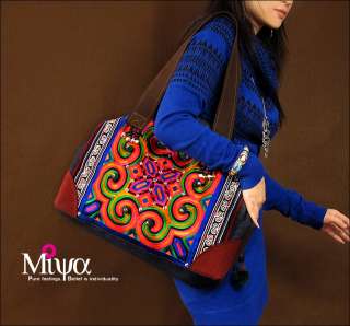 Miyabags DE 08 Ethnic Embroidery Canvas Shoulder Messenger Bag Tote 