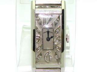 Vintage Mens Palladium Curved Hamilton 17 Jewel 980 Watch Diamond Dial 