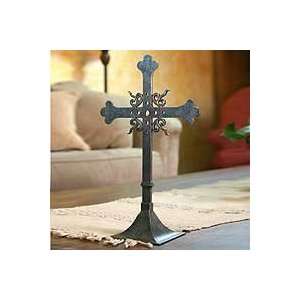  NOVICA Wrought iron cross, Tongues of Fire