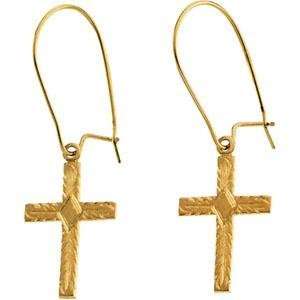  Earwire with Cross in 14k Yellow Gold Jewelry