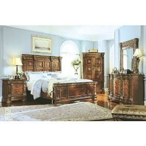  Pulaski Royale Panel Bed Bedroom Set with Stone Top 