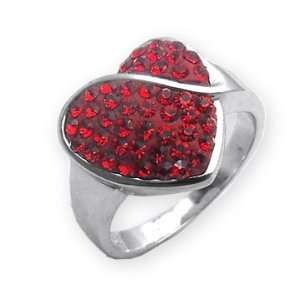 Ashley Arthur .925 Silver Solid Ruby Crystal Heart Ring Size 7. Made 