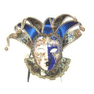  Blue Jolly Night and Day Venetian Mask