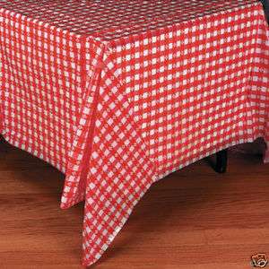Plastic Red And White Checkered Tablecloth (261620)  