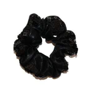  Sparkle Sequin Hair Ponytail Scrunchie, Black Beauty
